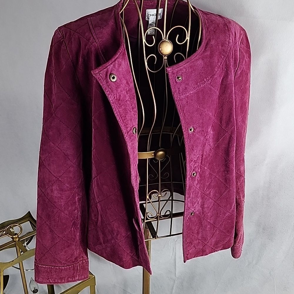 Plum Suede Jacket Chicos Size 1